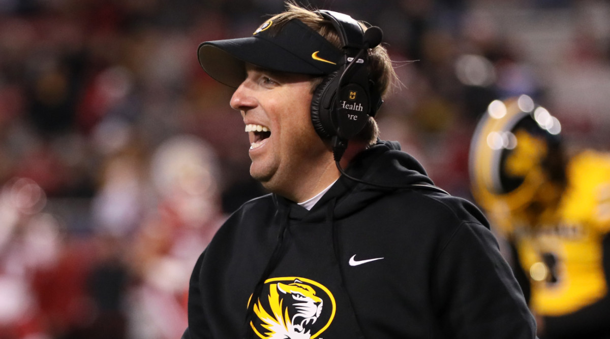 Missouri coach Eli Drinkwitz reacts to the team getting a touchdown.